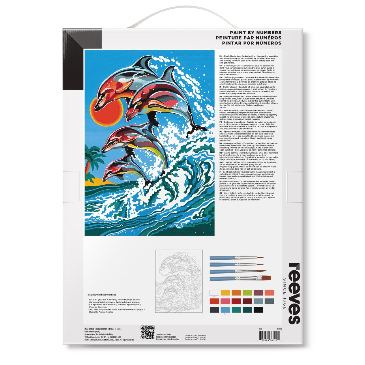 product image reeves paint by numbers, dolphins, reverse