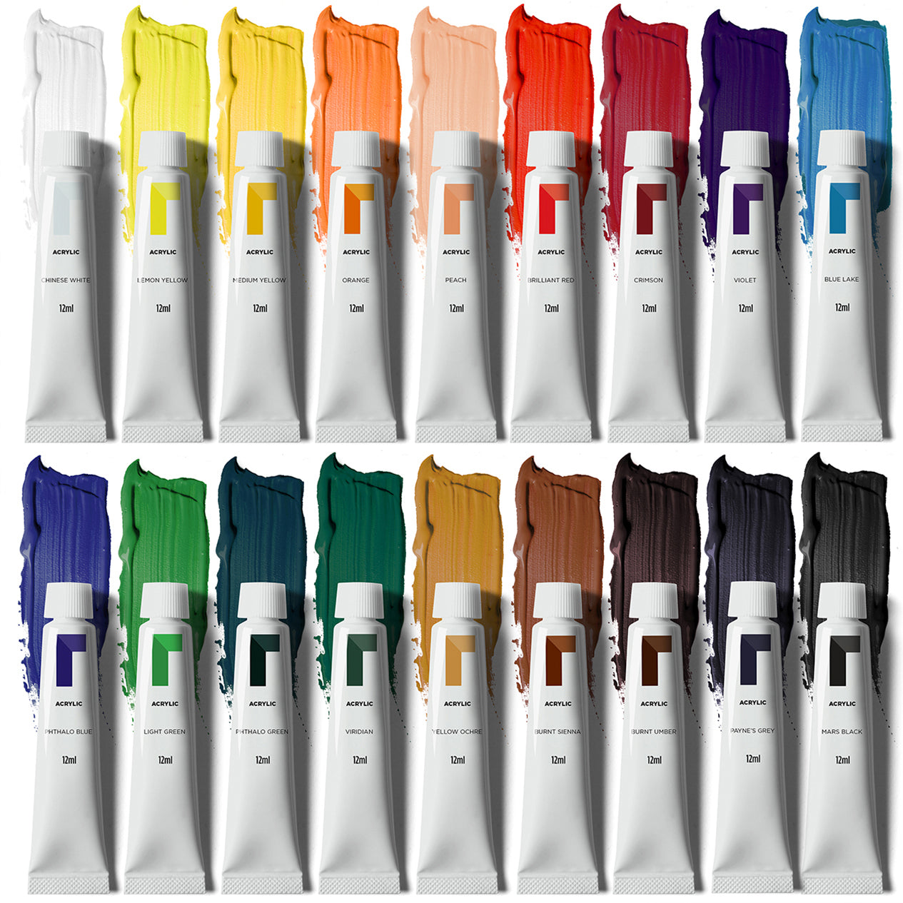 Acrylic Paint Set - 18 x 12ml Colour Tubes
