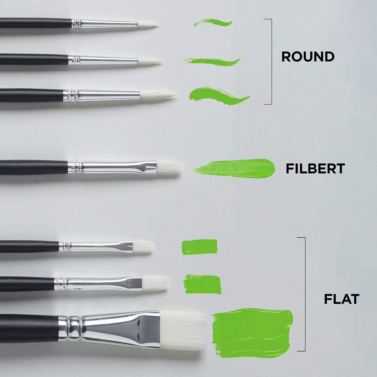 Acrylic Short Handle Brush Set - 7pc