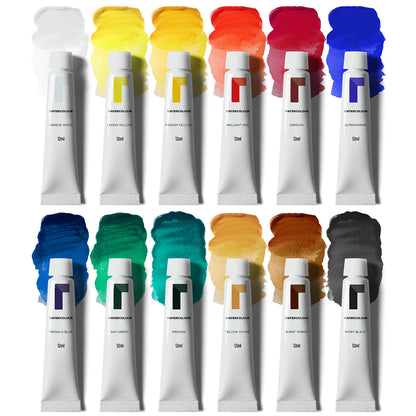 Watercolour Paint Set 12 x 12ml – Assorted Colour Tubes