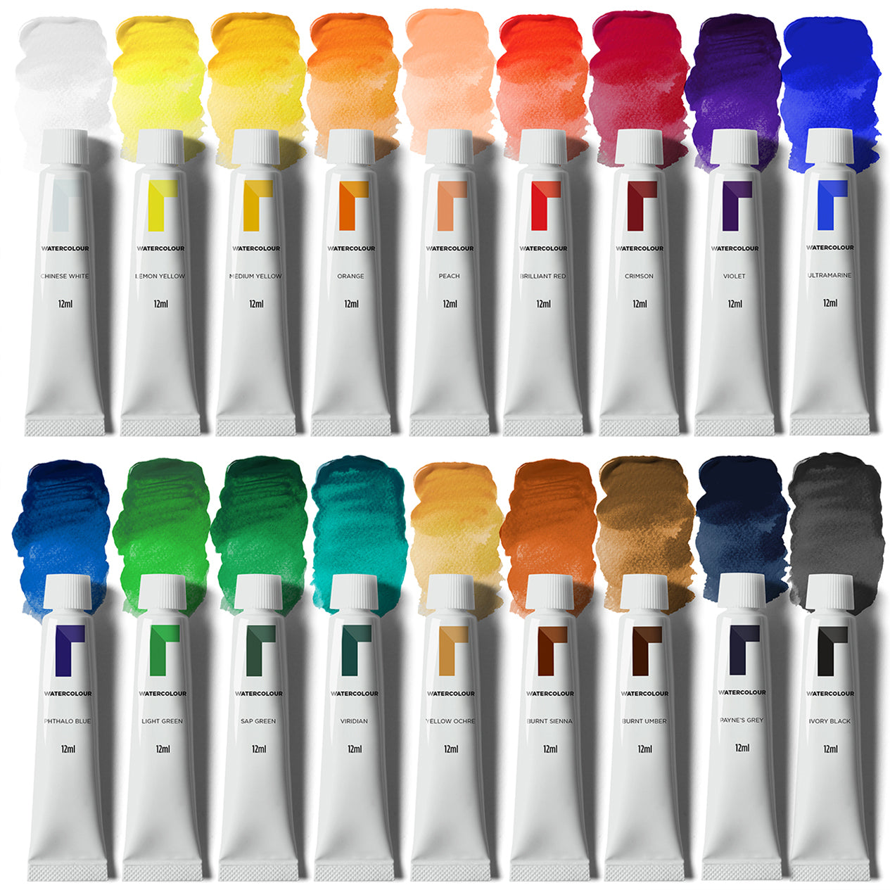 Watercolour Paint Set 18 x 12ml – Assorted Colour Tubes