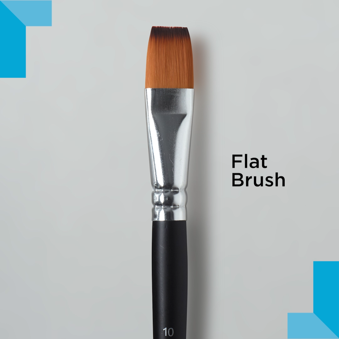Demonstration of flat watercolour brush maks, showing wide brush marks.