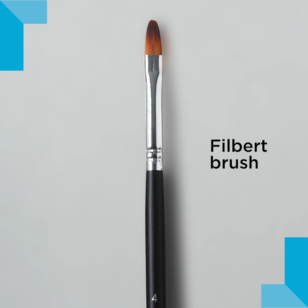Demonstration of filbert watercolour brush showing typical line thickness and brush marks.
